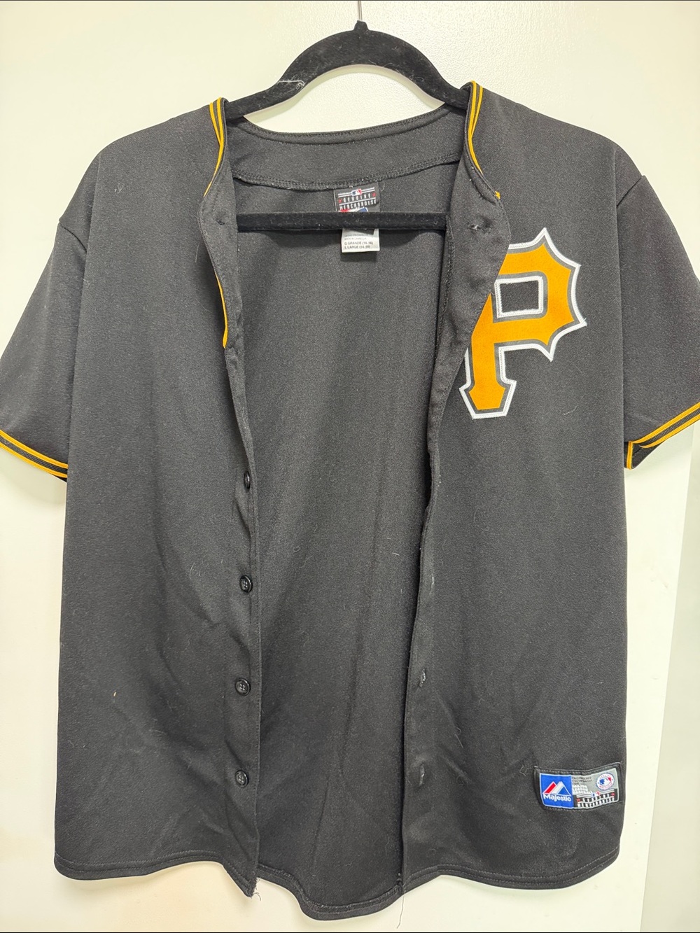 Pittsburgh Pirates Majestic Black and Gold Baseball Button-Up Jersey